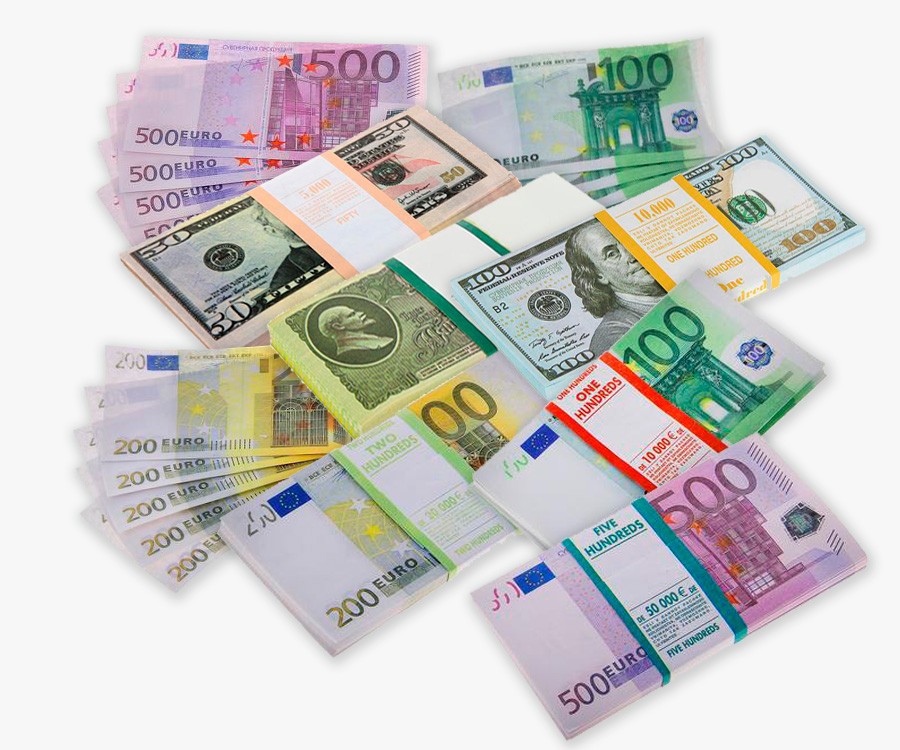 Бутафорские деньги куча пачек