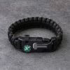 Многофункциональный браслет для выживания 4в1 (паракорд, компас, свисток, огниво), черный.