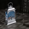 Серебристый новогодний фонарь с оленями и тёплой подсветкой - декор для красивого Нового Года, изображение 3