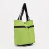 Складная хозяйственная сумка на кнопке с двумя колесами — зелёный шопер из оксфорд-ткани, изображение 3