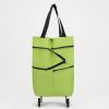 Складная хозяйственная сумка на кнопке с двумя колесами — зелёный шопер из оксфорд-ткани, изображение 4