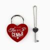 Свадебный замок «Ты+Я=Семья» — красный навесной замок с ключом, символ любви, изображение 2