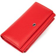  Кожаный женский кошелек ST Leather Wallet красный, фото 1 