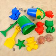  Набор для игры в песке (ведро, 6 формочек, совок, грабли, лейка), фото 1 