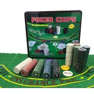  Покерный набор в жестяном кейсе на 500 фишек с сукном, фото 1 