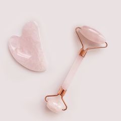 Набор для массажа: роллер-массажер для лица + кристалл Гуаша