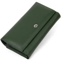 Кожаный женский кошелек ST Leather Wallet зеленый