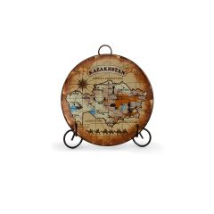 Сувенирная тарелка «Карта Казахстана» диаметр 14 см