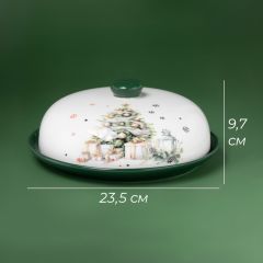 Блинница новогодняя  «Приближение чуда», d=23 см, керамика, цвет белый