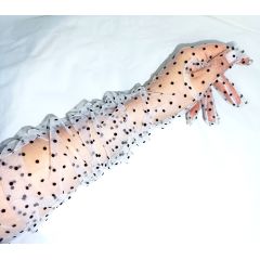 Перчатки белые ажурные гипюровые длинные в горошек