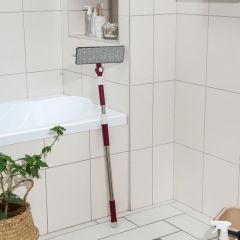 Окномойка с насадкой из микрофибры, фиксатор, стальная телескопическая ручка, 126 см, цвет бордо