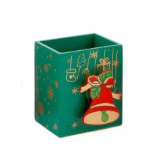 Деревянная новогодняя подставка-органайзер для ручек
