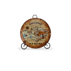 Сувенирная тарелка «Карта Казахстана» диаметр 10 см