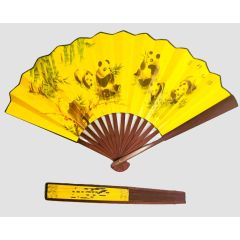 Веер деревянный с китайскими элементами, панда