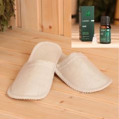 Банный набор банные тапочки и эфирное масло Эвкалипта