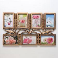 Фоторамка-коллаж Фоторамка пластик на 7 фото 10х15 см "Колоски" бронза 35х55,5 см