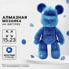 Алмазная мозаика на фигурке с полным заполнением «Медведь», синий
