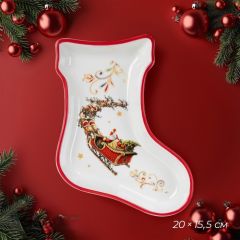Тарелка сервировочная новогодний носок  «Сани Деда Мороза»