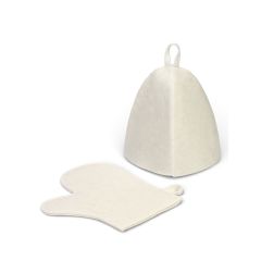 Набор для бани, 2 предмета, однотонные: шапка, рукавица, белый цвет