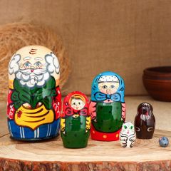 Матрёшка дерево «Репка», сюжетная, 6 кукольная, 16 см , 003