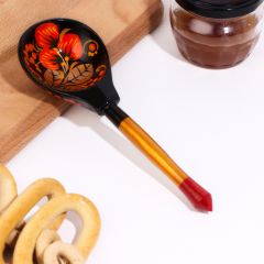 Ложка деревянная полубаская с росписью ягодка, 19&times;6 см,