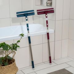 Окномойка с насадкой из микрофибры, фиксатор, стальная телескопическая ручка, 126 см, синий