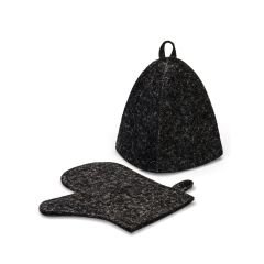 Набор для бани, 2 предмета, однотонные: шапка, рукавица, серый