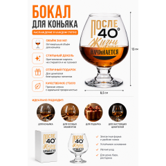 Бокал для коньяка «После 40», 265 мл