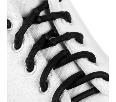 Шнурки для обуви, пара, силиконовые, круглые d = 5 мм, 45 см, цвет чёрный