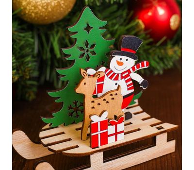 Декор «Снеговик с оленем на санях»: Волшебство для вашего новогоднего интерьера, изображение 4 Декор «Снеговик с оленем на санях»: Волшебство для вашего новогоднего интерьера, изображение 4