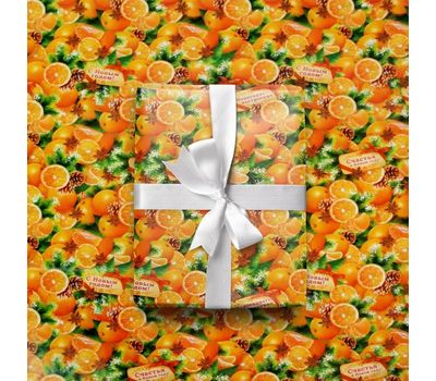 Упаковочная глянцевая бумага «Мандарины»: праздничное настроение для вашего подарка., изображение 2