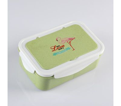 Ланч-бокс "Фламинго" — удобный и вместительный контейнер для еды с ложкой и вилкой, подходящий для микроволновки!, изображение 2