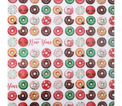 Глянцевая упаковочная бумага "Новогодние пончики" для праздничного оформления подарков!, изображение 2