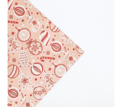 Бумага крафтовая бурая в рулоне «Ёлочные игрушки», 0.68х7 м, изображение 3