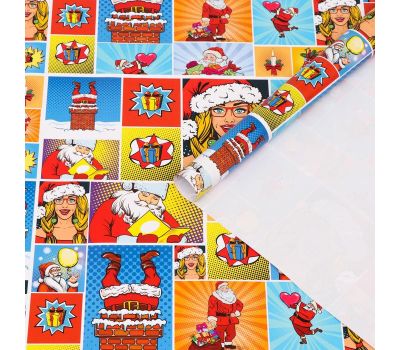 Бумага упаковочная глянцевая «Pop-art новогодний сюрприз», 70х100 см
