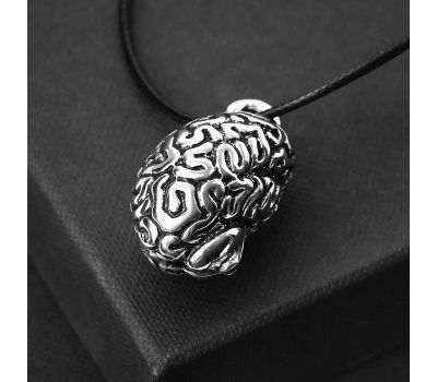 Кулон на шнурке "Анатомия" мозг, цвет чернёное серебро, 45 см