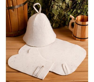 Набор для бани «3 в 1» шапка, коврик, рукавица
