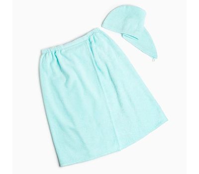 Набор для сауны «Экономь и Я»: полотенце-парео и чалма из хлопка светло-голубого цвета — комфорт и стиль для вашего отдыха!, изображение 7