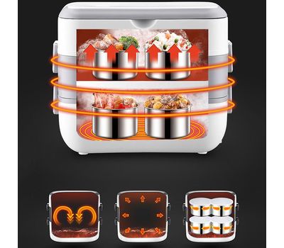 Портативный электрический ланч-бокс с паровой циркуляцией и подогревом — идеальный выбор для горячих обедов на ходу!, изображение 4