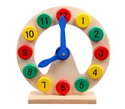 Деревянные детские часы на подставке с ярким циферблатом - увлекательный и полезный подарок для вашего ребенка., изображение 2