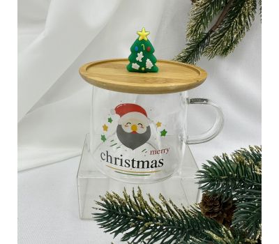 Новогодняя подарочная кружка с подставкой из стекла: уют и волшебство в каждом глотке., изображение 2
