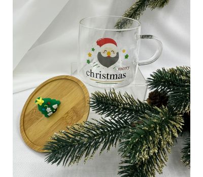 Новогодняя подарочная кружка с подставкой из стекла: уют и волшебство в каждом глотке., изображение 3