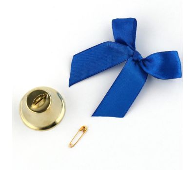 Колокольчики на булавке с бантом на выпускной, синие, диаметр 3,6 см, изображение 3