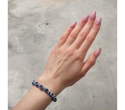 Браслет-оберег "Детский" глазки малые, цвет синий в серебре, d=3,5 см, изображение 4