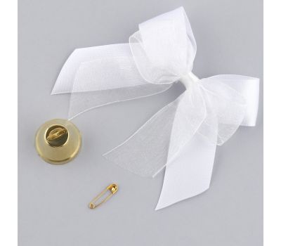 Колокольчик на булавке с бантом на Выпускной, белый, d = 2,6 см, 10 шт., изображение 5
