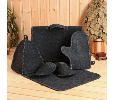 Набор для бани "Серый" из высококачественного войлока, изображение 3