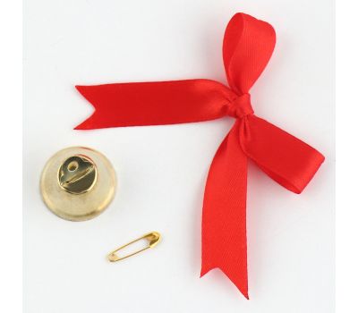 Колокольчик на булавке с бантом на Выпускной, красный, d = 2,6 см, 10 шт., изображение 2