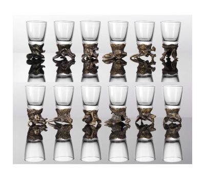 Набор рюмок-перевертышей с головами животных под знаки зодиака, изображение 5