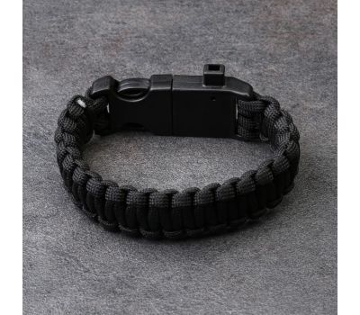 Многофункциональный браслет для выживания 4в1 (паракорд, компас, свисток, огниво), черный., изображение 2