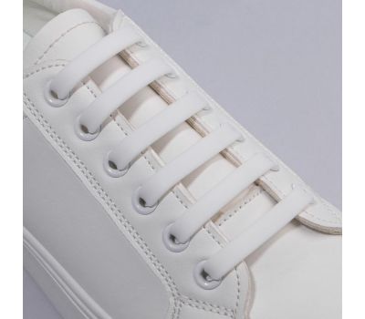 Набор шнурков для обуви, 12 шт, силиконовые, плоские, 13 мм, 9 см, цвет белый, изображение 4